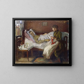 the artist's father on his sickbed - Lovis Corinth — framed artwork on a wall
