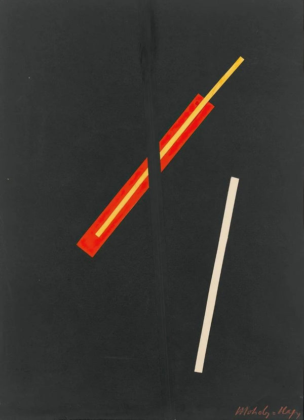 Collage with three elements - László Moholy-Nagy — framed artwork on a wall