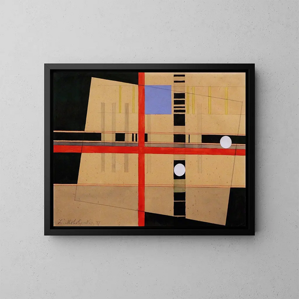 Croix rouge et boules blanches - László Moholy-Nagy — framed artwork on a wall