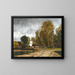 Landscape Painting with a Cottage - László Pál — framed artwork on a wall