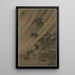Village fluvial sous une tempête de pluie - Lu Wenying — framed artwork on a wall