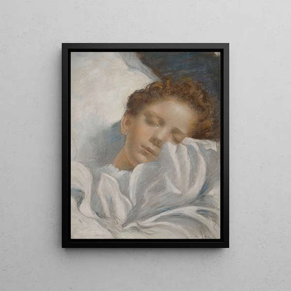 Study of a Sleeping Child - Luc-Olivier Merson — framed artwork on a wall