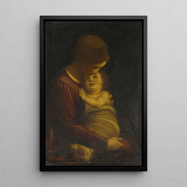 Virgin and Child - Luca Cambiaso — framed artwork on a wall