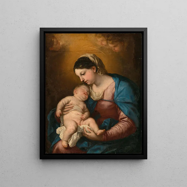 Virgin and Child Painting - Luca Giordano — framed artwork on a wall