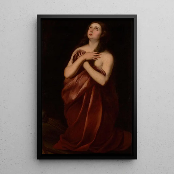 in the style of Murillo Marie-Madeleine - Luca Giordano — framed artwork on a wall