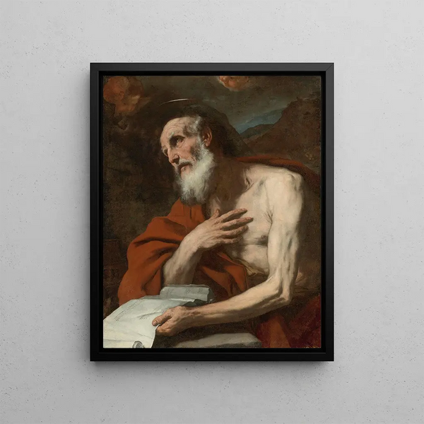 Saint Jerome - Luca Giordano — framed artwork on a wall