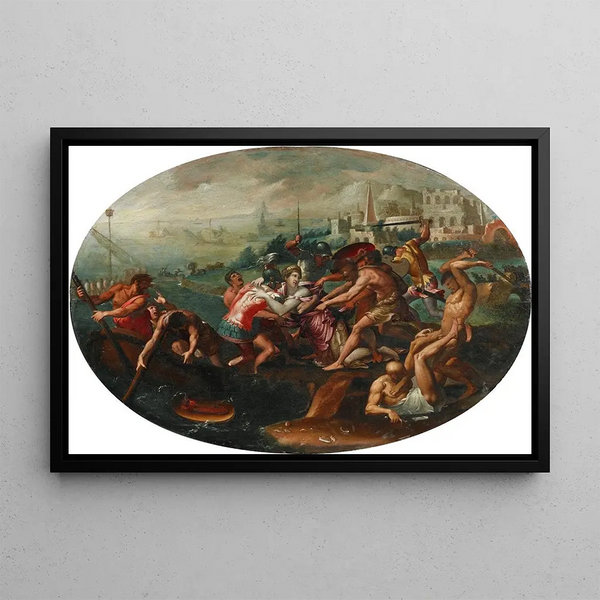 L'enlèvement d'Hélène de Troie - Luca Penni — framed artwork on a wall