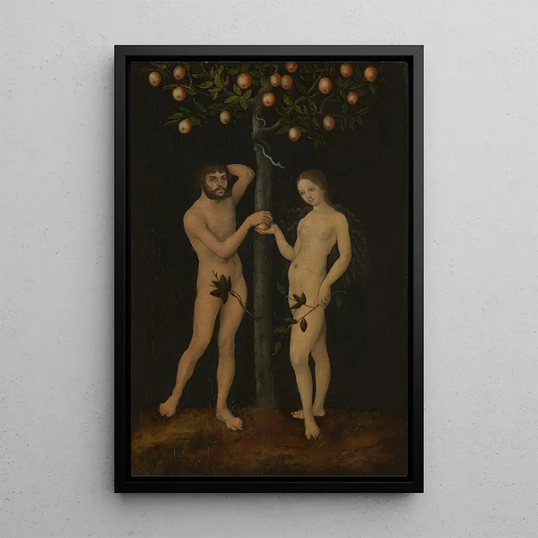 Adam and Eve - Lucas Cranach the Elder — framed artwork on a wall