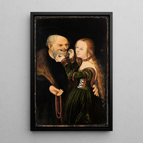 an mismatched couple - Lucas Cranach the Elder — framed artwork on a wall