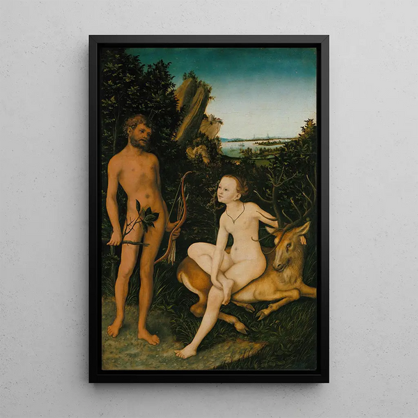 Apollo and Diana - Lucas Cranach the Elder — framed artwork on a wall