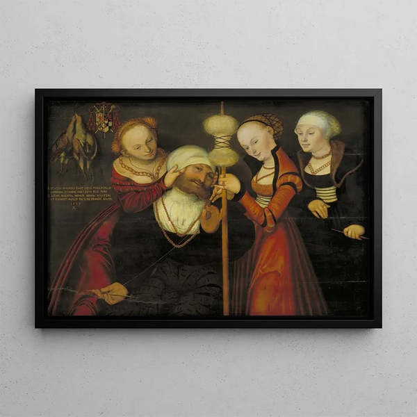 Hercules with Omphale - Lucas Cranach the Elder — framed artwork on a wall