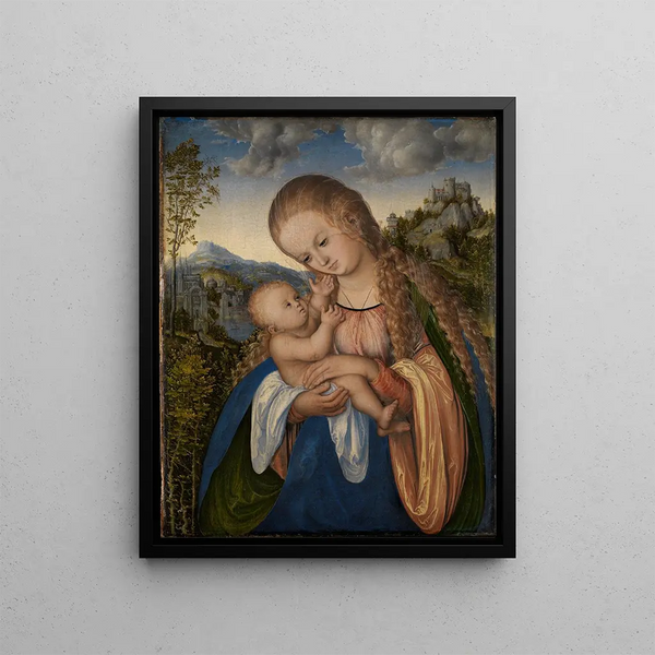 Marie with the Child - Lucas Cranach the Elder — framed artwork on a wall