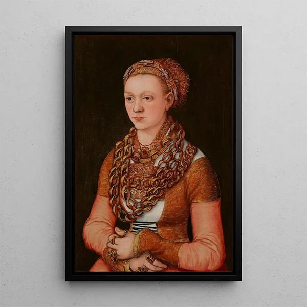 Portrait painting of Anna Buchner née Lindacker - Lucas Cranach the Elder — framed artwork on a wall