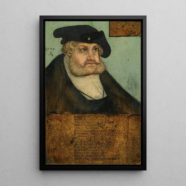 Portrait of Elector Frederick III the Wise of Saxony 1463-1525 - Lucas Cranach the Elder — framed artwork on a wall