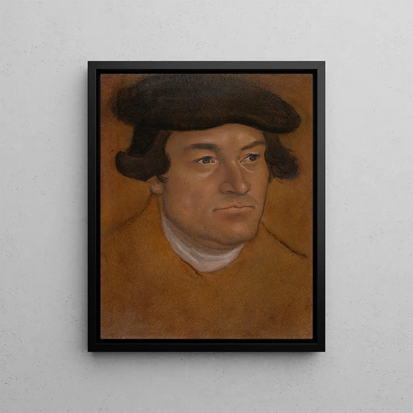 Portrait of a man - Lucas Cranach the Elder — framed artwork on a wall