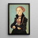 Portrait of the Electress Sibylle of Saxony 1510-1569 - Lucas Cranach the Elder — framed artwork on a wall