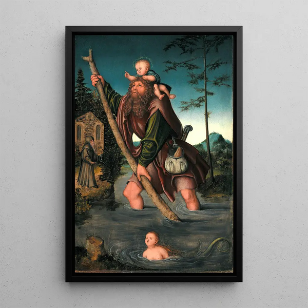 Saint Christopher Painting - Lucas Cranach the Elder — framed artwork on a wall