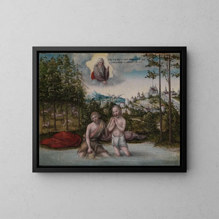 The Baptism of Christ - Lucas Cranach the Elder — framed artwork on a wall