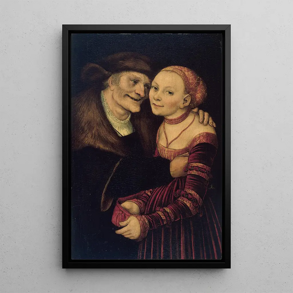 The mismatched couple - Lucas Cranach the Elder — framed artwork on a wall