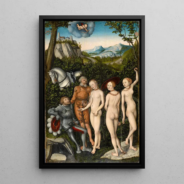 The Judgment of Paris - Lucas Cranach the Elder — framed artwork on a wall