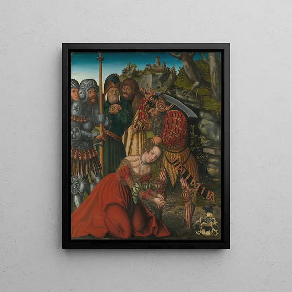 The Martyrdom of Saint Barbara - Lucas Cranach the Elder — framed artwork on a wall