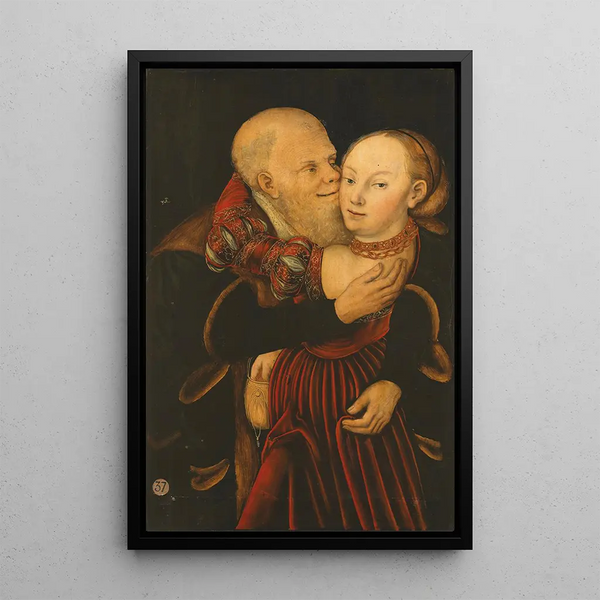 Amants mal assortis - Lucas Cranach le Jeune — framed artwork on a wall
