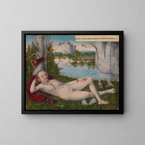 Nymph of Spring - Lucas Cranach the Younger — framed artwork on a wall