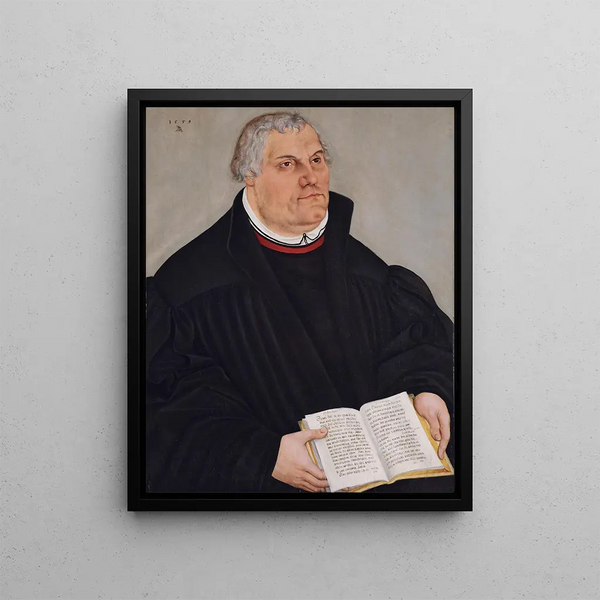 Portrait painting of Martin Luther - Lucas Cranach the Younger — framed artwork on a wall