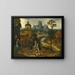 a landscape with the return of the prodigal son - Lucas Gassel — framed artwork on a wall
