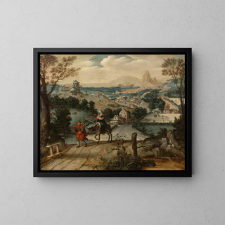 The Flight into Egypt - Lucas Gassel — framed artwork on a wall