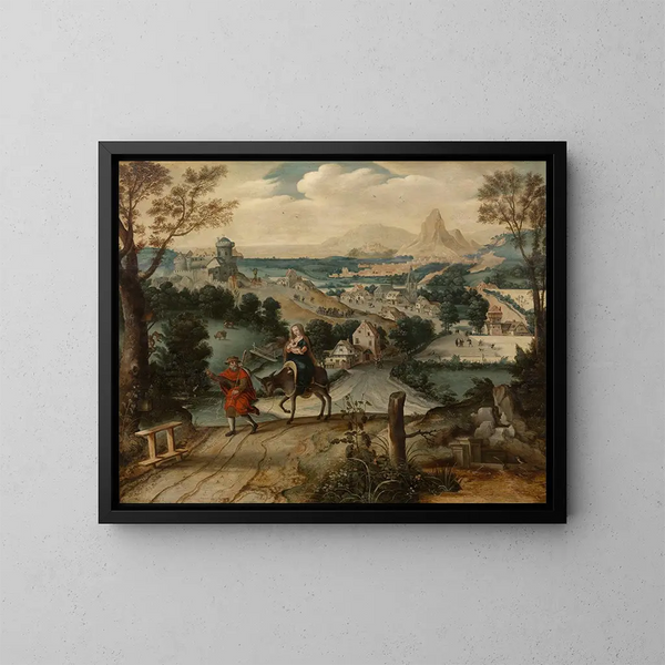 The Flight into Egypt - Lucas Gassel — framed artwork on a wall