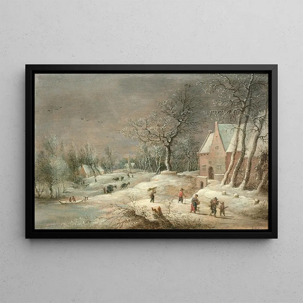 Summer and Winter Landscape - Lucas van Uden — framed artwork on a wall