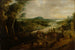 River landscape painting with farmers on the way to the market - Lucas van Uden — artwork view