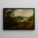 River landscape painting with farmers on the way to the market - Lucas van Uden — framed artwork on a wall