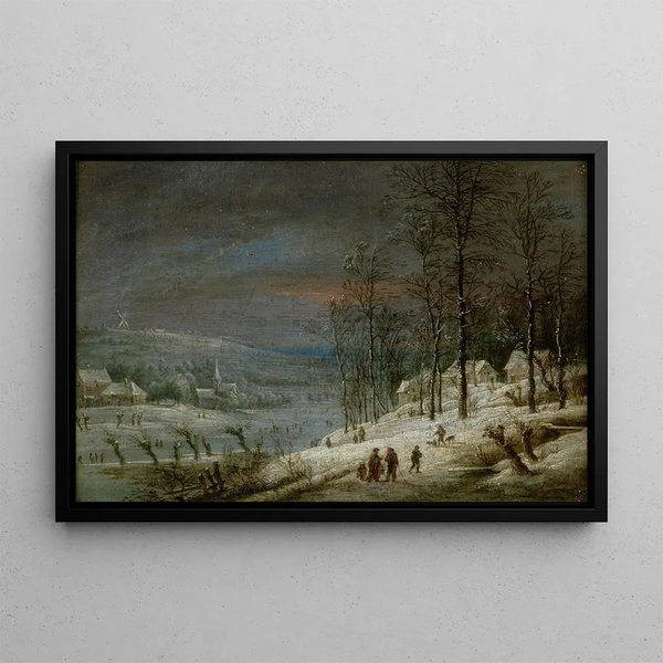 Winter Landscape Painting - Lucas van Uden — framed artwork on a wall