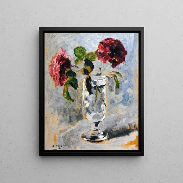 Glass of rosé - Luce Boyals — framed artwork on a wall