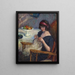 Girl sewing - Lucien Abrams — framed artwork on a wall