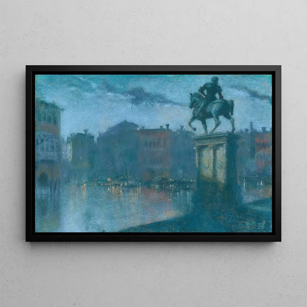 Campo Santi Giovanni e Paolo, Venice at dusk - Lucien Lévy-Dhurmer — framed artwork on a wall