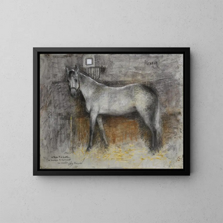Hébron dans sa écurie - Lucien Lévy-Dhurmer — framed artwork on a wall