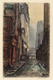 La rue Saint Julien Le Pauvre and part of the church - Lucien Marcelin Gautier — artwork view