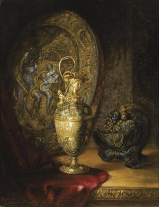Lucien ou KLucjan Przepiorski - Casque aiguire et bouclier sur une table.webp