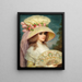 a lady with a pink hat and a fan - Lucius Rossi — framed artwork on a wall