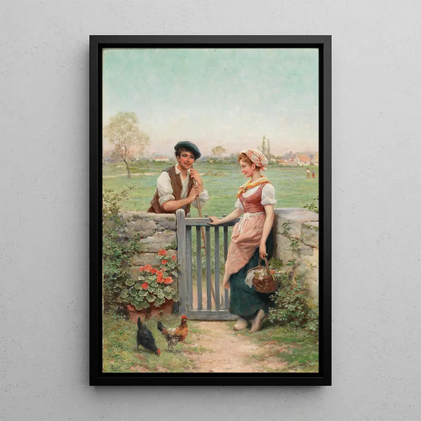 Badinage à la clôture - Lucius Rossi — framed artwork on a wall