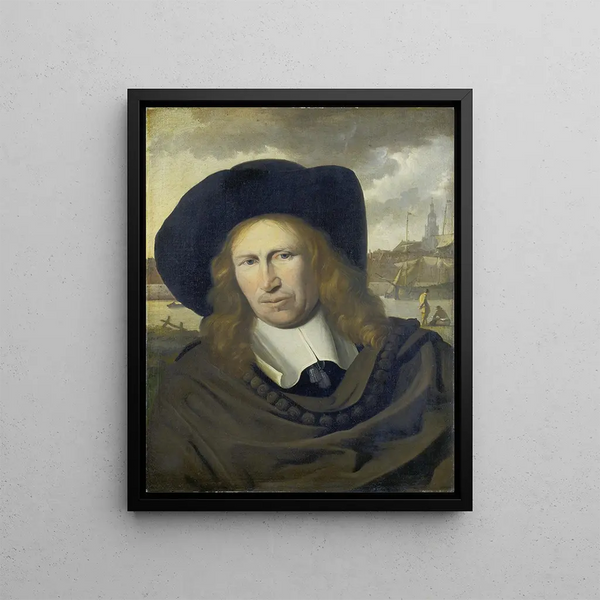 Portrait of a man from the city of Emden - Ludolf Bakhuizen — framed artwork on a wall