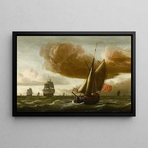 Ships at Sea - Ludolf Bakhuizen — framed artwork on a wall