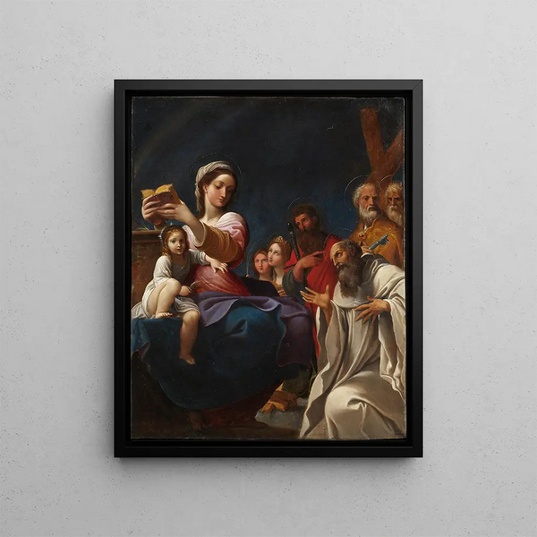 Virgin and Child with saints - Ludovico Carracci — framed artwork on a wall