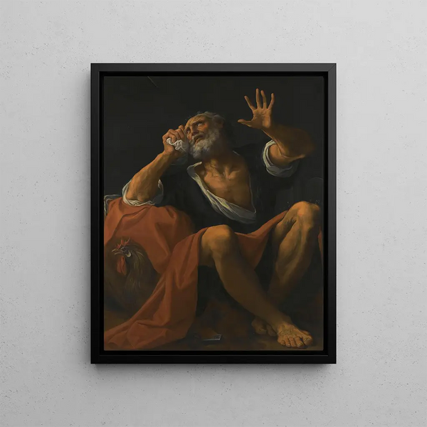 The Penitent Saint Peter - Ludovico Carracci — framed artwork on a wall