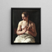 Une femme plissant ses cheveux - Ludvig August Smith — framed artwork on a wall