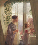 Interior painting with mother and daughter at the window - Ludvig August Smith — artwork view
