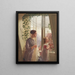 Interior painting with mother and daughter at the window - Ludvig August Smith — framed artwork on a wall